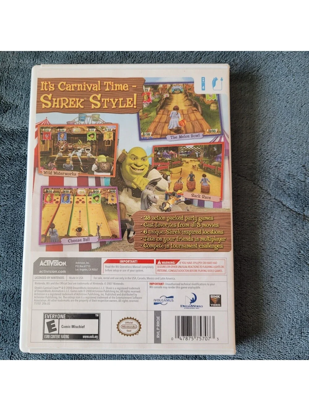 Shrek's Carnival Craze Party Games (Nintendo Wii, 2008) CIB Complete w/ Manual